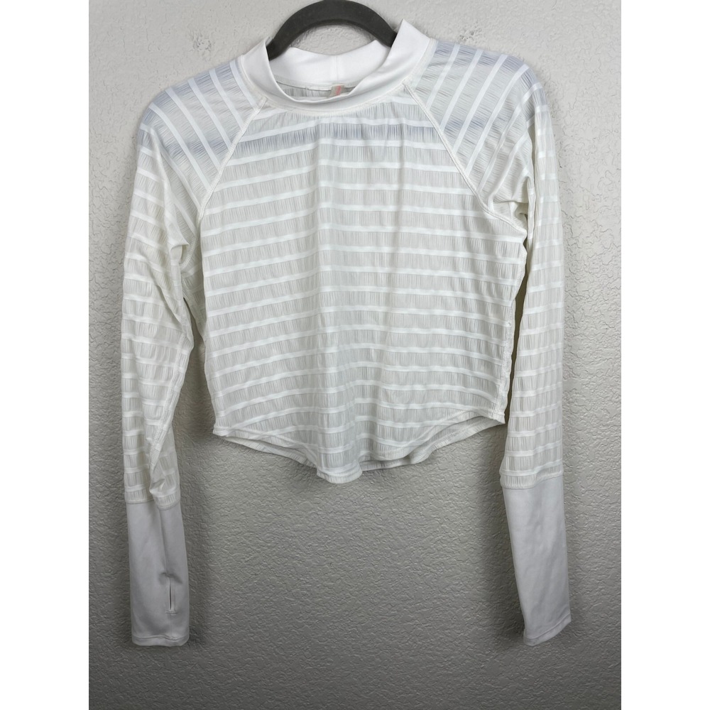 Free People Movement High Jump Long Sleeve Size Small White Thumbholes Sheer